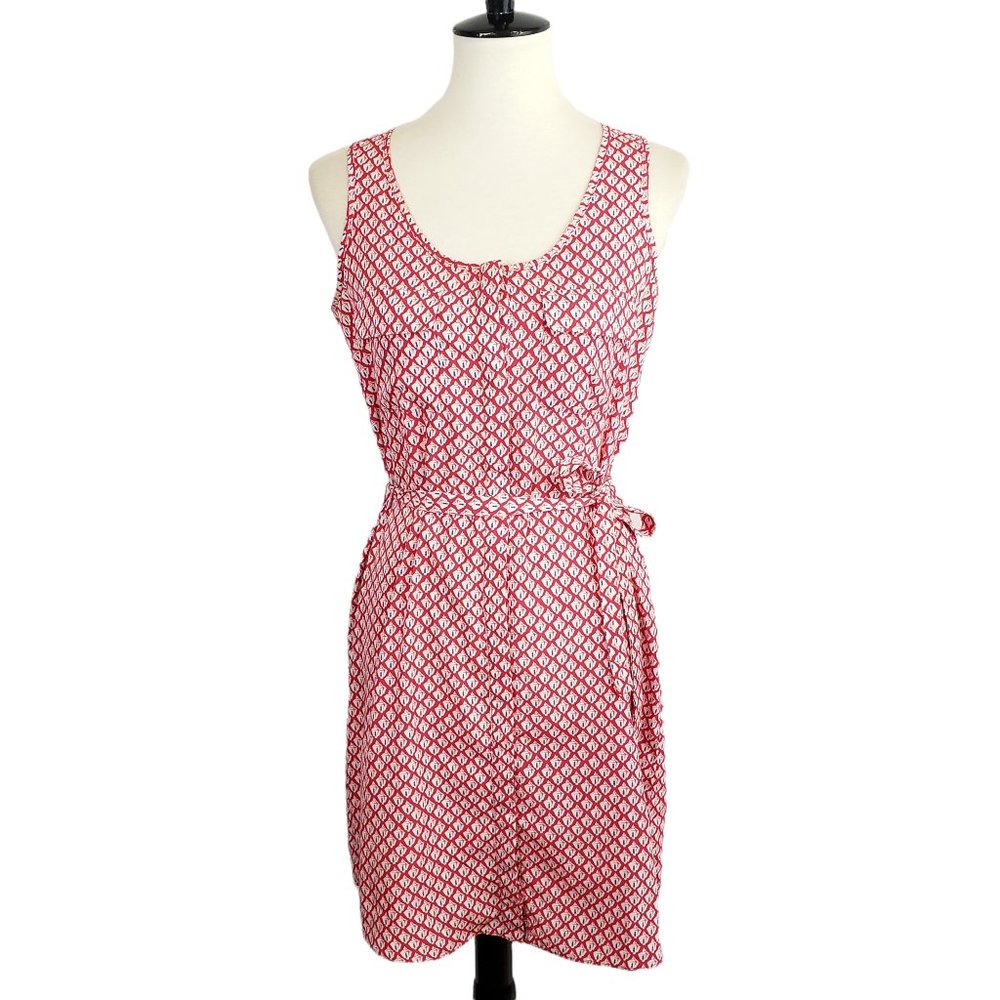 Gap Pink Button-up Belted Lantern Print Dress XS